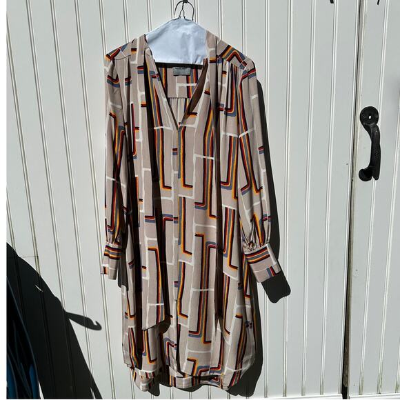 Rachel Comey Upland Dress 100% Silk Rainbow Print Tunic Shirt Dress Size 2 EUC - Picture 3 of 16